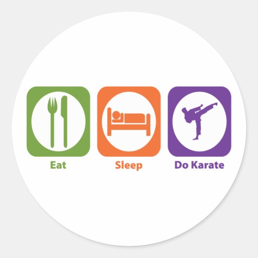 Eat Sleep Do Karate Ronde Sticker (Voorkant)