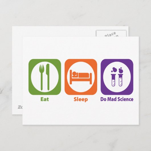Eat Sleep Do Mad Science Briefkaart (Voorkant / Achterkant)