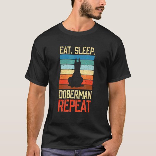 Eat Sleep Doberman Herhaal honden Paw Paw T-shirt (Voorkant)