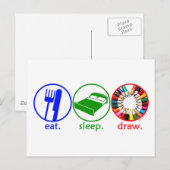 Eat Sleep Draw Briefkaart (Voorkant / Achterkant)