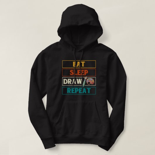 Eat Sleep Draw Herhalen Funny Doodling Sketch Draw Hoodie (Design voorkant)