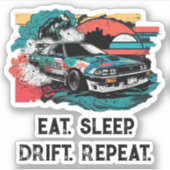 Eat Sleep Drift herhalen. Japanse auto extreem Sticker (Voorkant)
