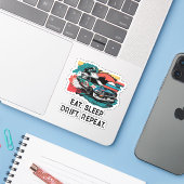 Eat Sleep Drift herhalen. Japanse auto extreem Sticker (Laptop met iPhone)