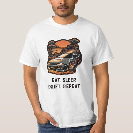 Eat Sleep Drift herhalen. Japanse auto extreem T-shirt (Voorkant)