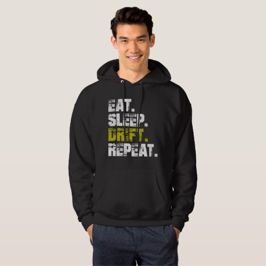 Eat Sleep Drift Repeat - Funny Drifting Hoodie (Voorkant volledig)