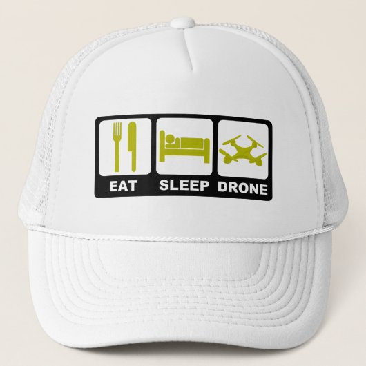 EAT SLEEP DRONE White Trucker Pet (Voorkant)