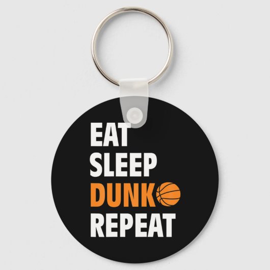 Eat Sleep Dunk Herhaal Fun Basketball Bball Sleutelhanger (Voorkant)