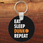 Eat Sleep Dunk Herhaal Fun Basketball Bball Sleutelhanger (Voorkant)