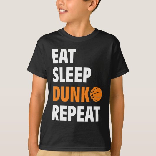Eat Sleep Dunk Herhaal Fun Basketball Bball T-shirt (Voorkant)