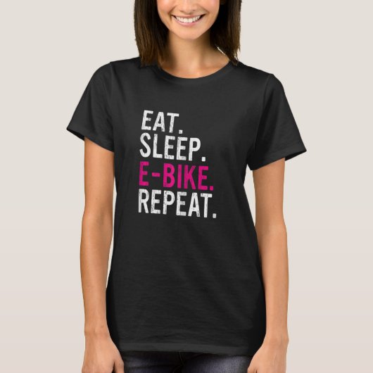 Eat Sleep E Bike Herhaling E MTB 4 T-shirt (Voorkant)