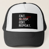 Eat Sleep Edit Herhaal een grappig cadeautje voor  Trucker Pet (Voorkant)