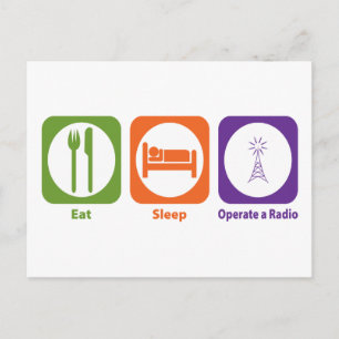 Eat Sleep een radio bedienen Briefkaart