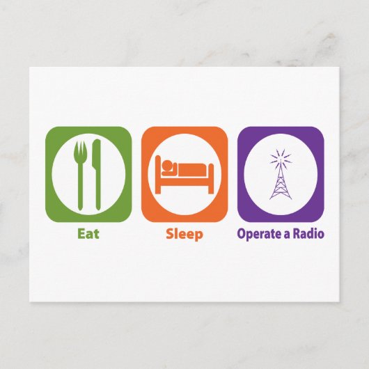 Eat Sleep een radio bedienen Briefkaart (Voorkant)