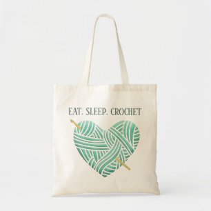 Eat Sleep en Crochet Heart Tote Bag