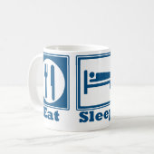Eat, Sleep en Ride (Roller Onderzetters) - Blauw Koffiemok (Voorkant links)