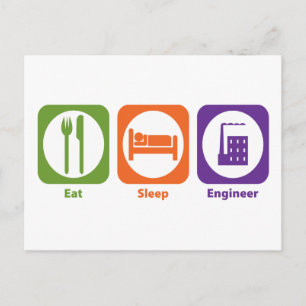 Eat Sleep Engineer Briefkaart