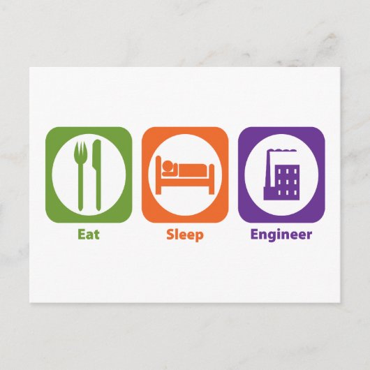 Eat Sleep Engineer Briefkaart (Voorkant)