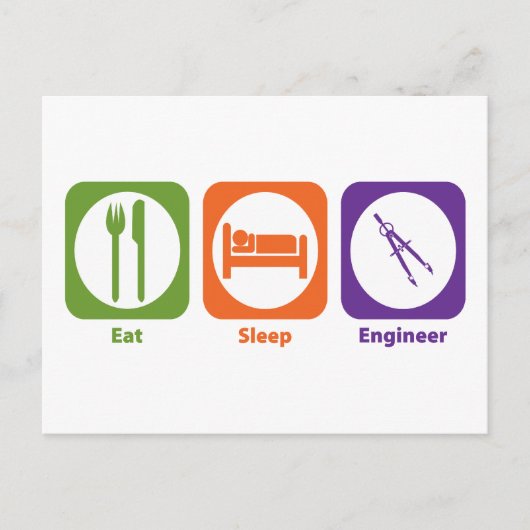 Eat Sleep Engineer Briefkaart (Voorkant)