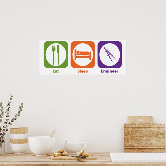 Eat Sleep Engineer Poster (Keuken)