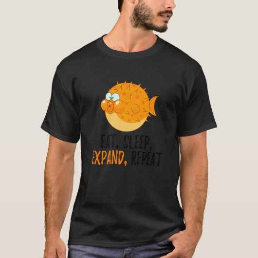 Eat Sleep Expand Repeat Blowfish Puffer Fish 2 T-shirt (Voorkant)