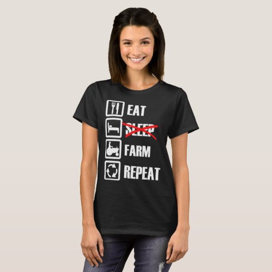 Eat Sleep Farm Repeat T-shirt (Voorkant volledig)