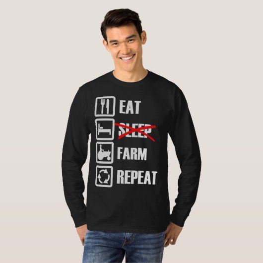 Eat Sleep Farm Repeat T-shirt (Voorkant volledig)