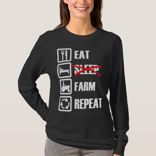 Eat Sleep Farm Repeat T-shirt (Voorkant)