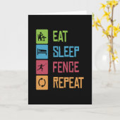 Eat Sleep Fence Fencing Fencer Epee Kaart (Gele Bloem)