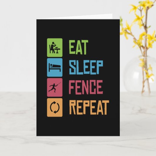Eat Sleep Fence Fencing Fencer Epee Kaart (Gele Bloem)
