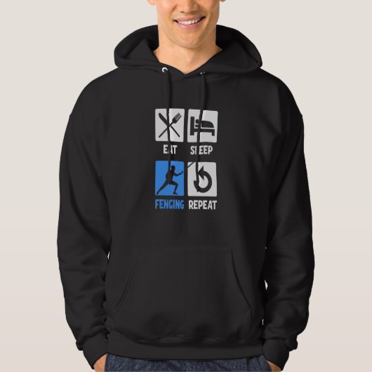 Eat Sleep Fencing Herhalen Hoodie (Voorkant)