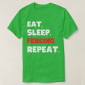 Eat Sleep Fencing Herhalen T-shirt (Design voorkant)