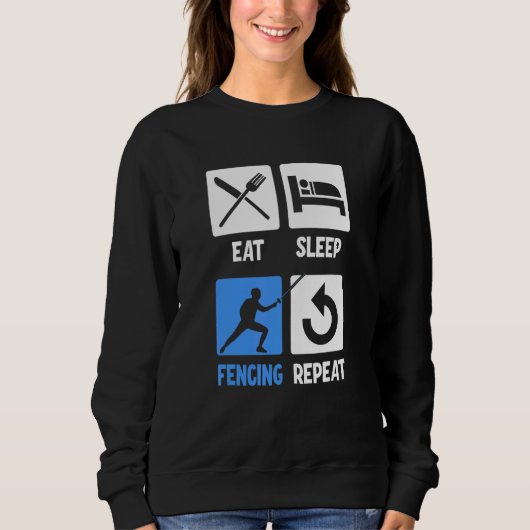 Eat Sleep Fencing Herhalen Trui (Voorkant)