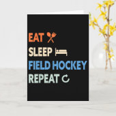 Eat Sleep Field Hockey Repeat _1  Kaart (Gele Bloem)