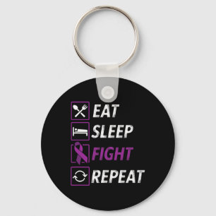 Eat Sleep Fight Herhaal Paarse Ribbon Epilepsie Aw Sleutelhanger