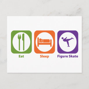 Eat Sleep Figuur Schaats Briefkaart