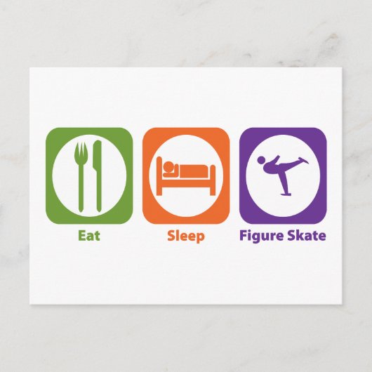 Eat Sleep Figuur Schaats Briefkaart (Voorkant)