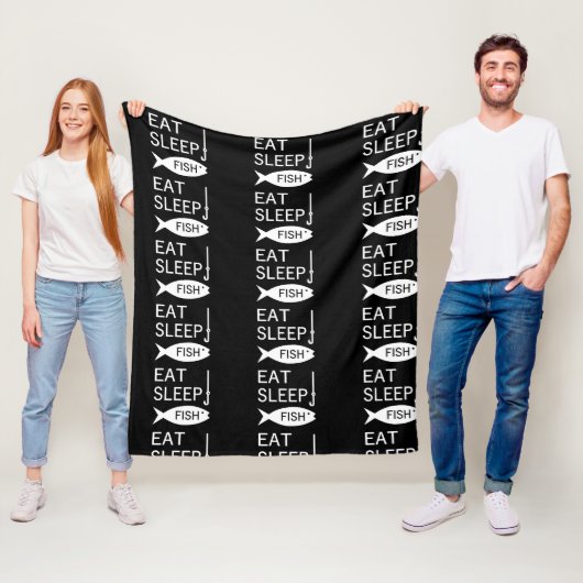 Eat Sleep Fish Fleece Deken (In situ)