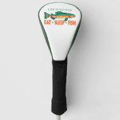 Eat Sleep Fish - Funny Gezegde Golfheadcover (Voorkant)