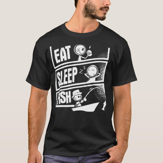 Eat Sleep Fish Funny voor papa T-shirt (Voorkant)