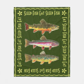 Eat Sleep Fish. Grote TROUT! Angler's mooie Fleece Deken (Voorkant)