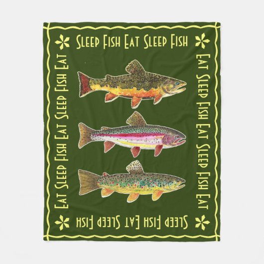 Eat Sleep Fish. Grote TROUT! Angler's mooie Fleece Deken (Voorkant)