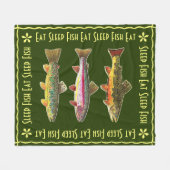 Eat Sleep Fish. Grote TROUT! Angler's mooie Fleece Deken (Voorkant (Horizontaal))