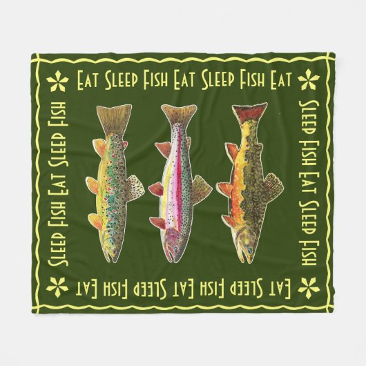 Eat Sleep Fish. Grote TROUT! Angler's mooie Fleece Deken (Voorkant (Horizontaal))