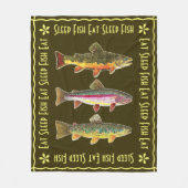 Eat Sleep Fish. Grote TROUT! Fisher's mooie Fleece Deken (Voorkant)
