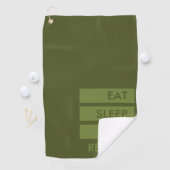 Eat Sleep Fish Herhaal Leger Groen Vist Golfhanddoek (Insitu)