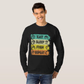 Eat Sleep Fish Herhaal levensstijl T-shirt (Voorkant volledig)