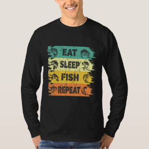 Eat Sleep Fish Herhaal levensstijl T-shirt