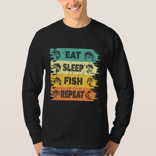 Eat Sleep Fish Herhaal levensstijl T-shirt (Voorkant)