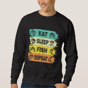 Eat Sleep Fish Herhaal levensstijl Trui
