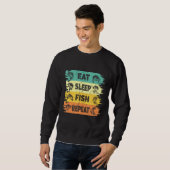 Eat Sleep Fish Herhaal levensstijl Trui (Voorkant volledig)